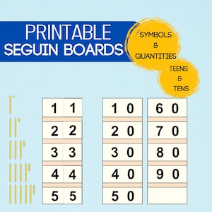 Montessori Seguin Boards: tavole stampabili per adolescenti e decine con barre di perline. Matematica Montessori a casa, Golden Beads PDF Stampa, Homeschool