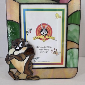 1996 Tazmanian Devil stained glass picture frame