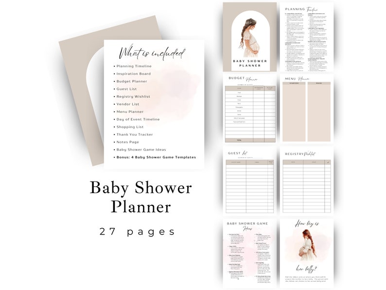 Baby Shower Planner Printable New Baby Party Planner Bundle Minimalistic Neutral Colored Baby ...