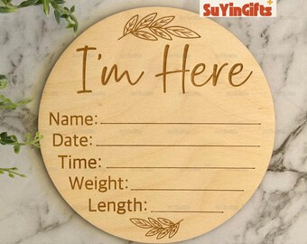 Wooden Baby Name Announcement Sign, Engraved Baby Name Sign, Personalized Baby Name Sign, Wood Sign For Birth Reveal, Custom Wood