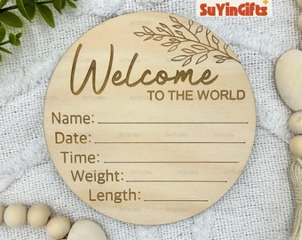 Welcome To The World Wood, Wooden Name Sign, Custom Wood Name, Personalized Baby Name Sign, New Baby Gift, Wood Announcement