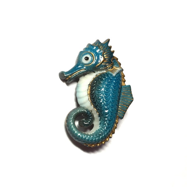 Vintage Toshikane Arita left facing seahorse button