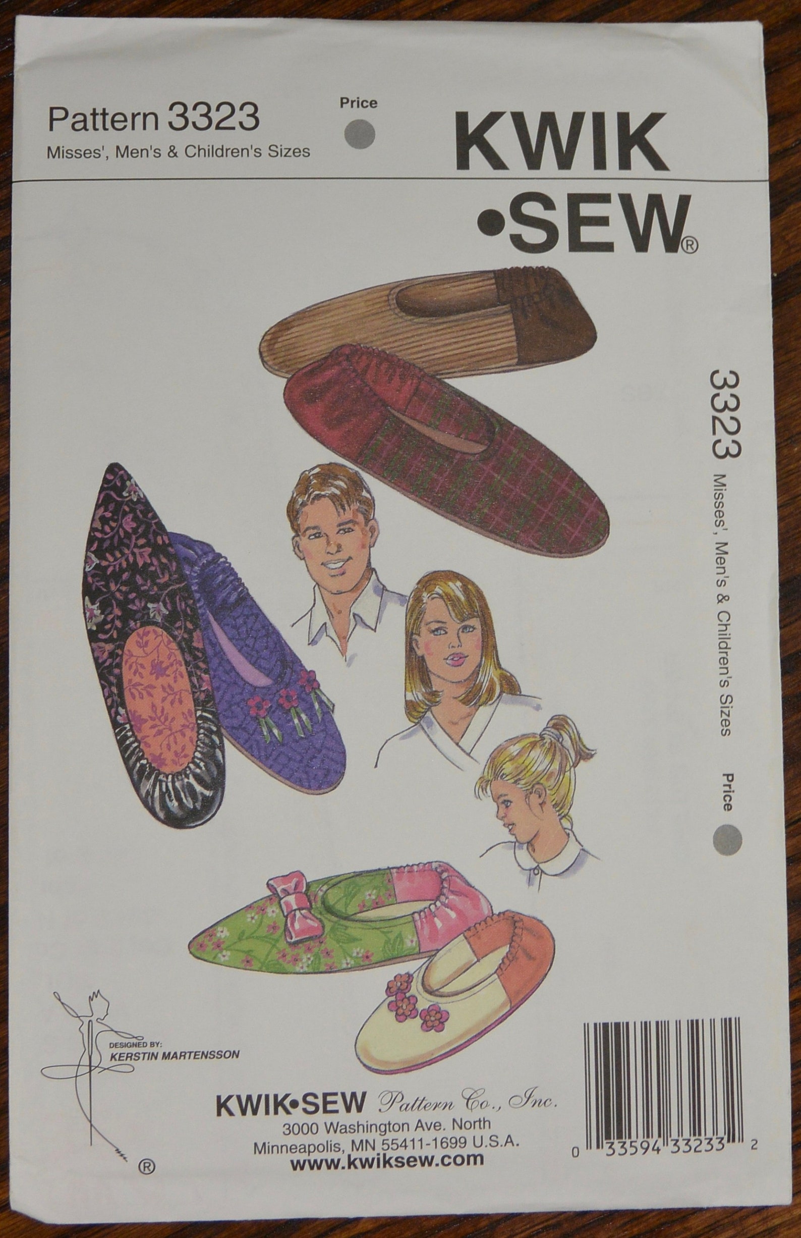 misses or mens slippers sewing pattern - ballet flats sewing pattern -craft sewing pattern - kwik sew 3323