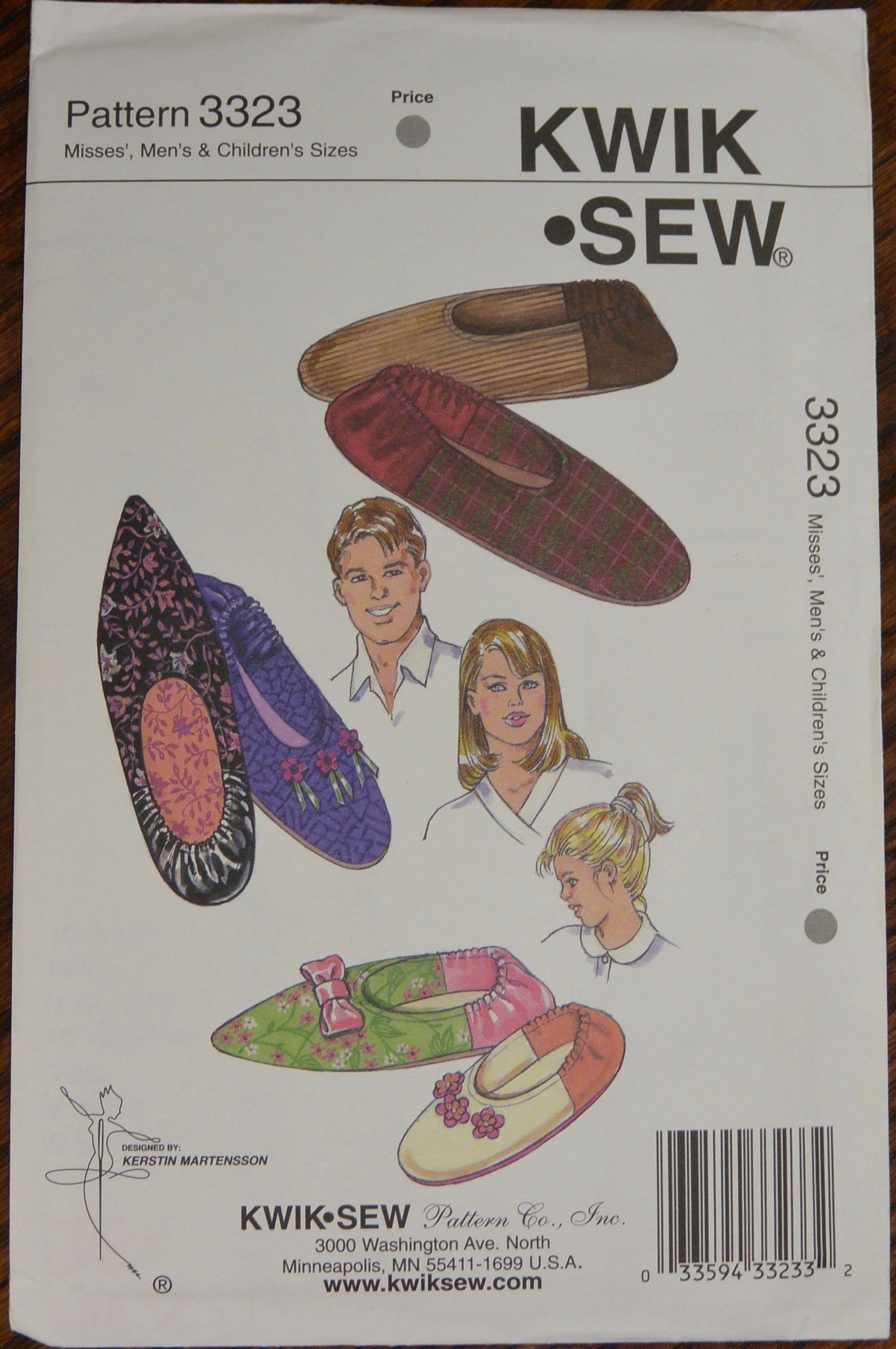 misses or mens slippers sewing pattern - ballet flats sewing pattern -craft sewing pattern - kwik sew 3323