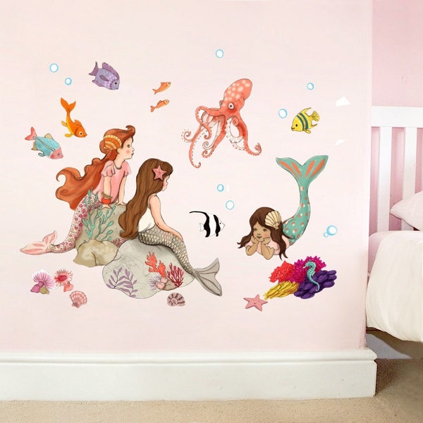 Mermaid Wall Decals Etsy UK