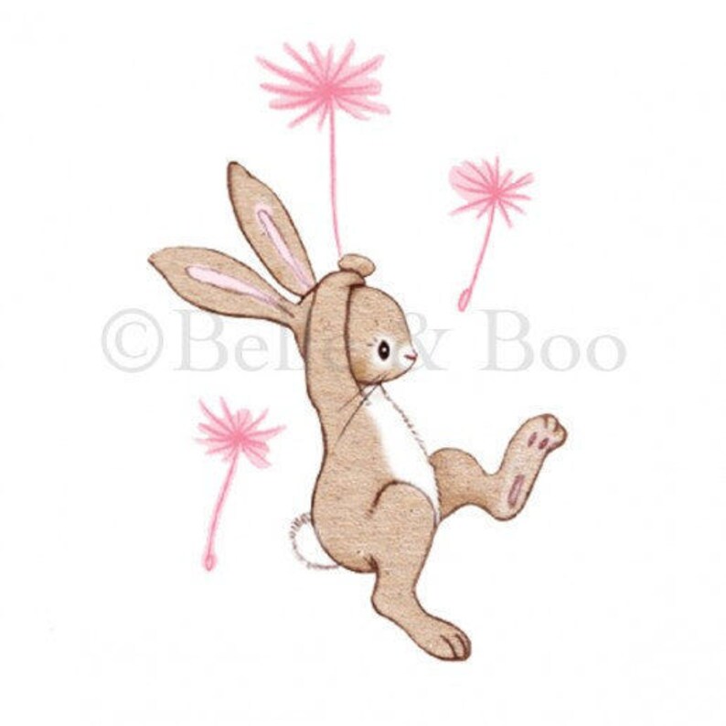 bunny wall sticker rabbit wall decal nursery decor pink | etsy