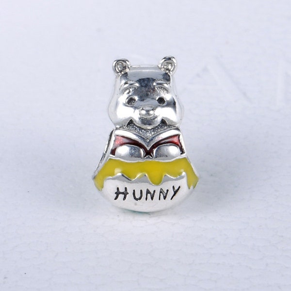 S925 WINNIE The pooh silver honey Hunny POT BEAR Charm