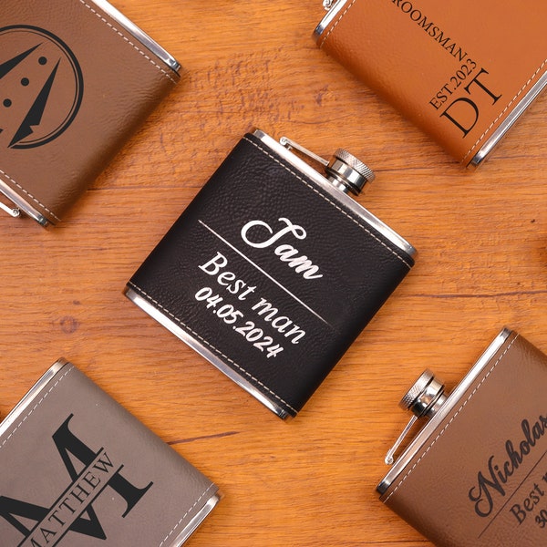 Personalized hip flask gifts, best man gifts, boyfriend gifts, Father's Day gifts, best man wedding gifts, bachelor party gifts.