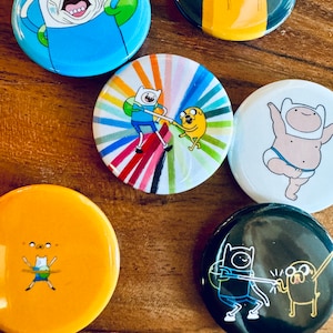 Finn and Jake | Adventure Time | 1.25&quot; Buttons | Pins or Magnets | Set of 6