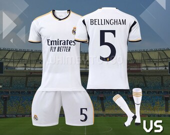 2023/2024 Real Madrid home football jersey，#5 Bellingham, #10 Modric ， #7 Vini JR，kids football suit，Personalized jersey