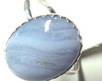 Anel de Ágata Renda Azul - Prata de lei 925 (recuperada/reciclada) 16g hm - 12x16 Comércio Justo e Ecológico - Tamanho personalizado