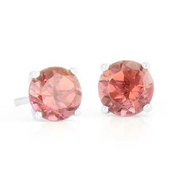 Earrings Pink October 3mm posts studs - eco-friendly reclaimed/recycled .925 silver - lab grown sapphires, Natural tourmaline, or cz