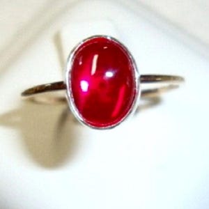 Red Ruby Ring solid 10K gold (rose or yellow) or sterling silver, Fair Trade lab ruby (genuine corundum) Custom handmade  USA-  Love Passion