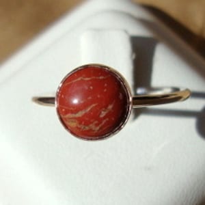 Red Jasper Ring 8mm on 16 ga sterling silver Rusty red orange custom made in your size 16gh image 1