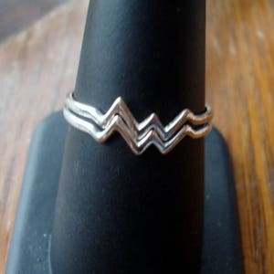 Ring set -When Two hearts beat as One -  solid sterling silver ring - custom size - single or Pair of two pulse rings that stack - heartbeat