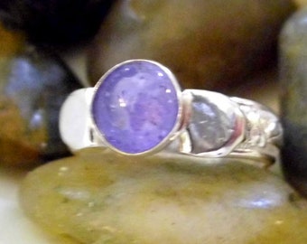 Ring Tanzanite Blue Violet 7mm in sterling silver-ethical,natural- Violet Flame, third eye, intuition, intellect - custom made