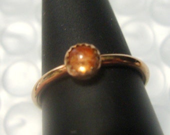 Sunstone ring Golden Orange Shiller- Eco-friendly recycled 14k/20 yellow gold filled 16g flt hamm- custom made in your Size - 4mm natural