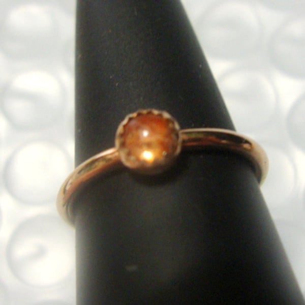 Sunstone ring Golden Orange Shiller- Eco-friendly recycled 14k/20 yellow gold filled 16g flt hamm- custom made in your Size - 4mm natural