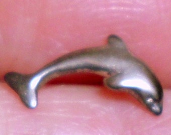 Minimalist Earrings TINY silver studs post  Dolphin. solid .925 sterling silver-Vintage Wildlife/Animal fund -USA  Ready to Mail 1 day