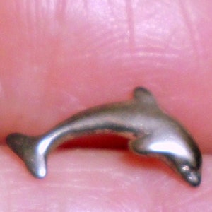 Minimalist Earrings TINY silver studs post  Dolphin. solid .925 sterling silver-Vintage Wildlife/Animal fund -USA  Ready to Mail 1 day