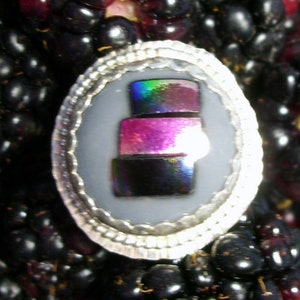 Ring Dichroic Studie in der Geometrie - lebendige Regenbogen Farbe in Silber etwa 23 mm Größe 5 bis 5,5 Made in den USA BEREIT, MAIL Free- 2 Tage