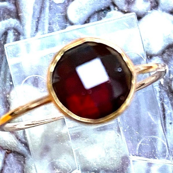 RED Garnet Ring -Rose cut 4- 8mm bezel set in 14k Rose Gold filled eco-friendly, Ethical  -Custom Made in USA by me in your size **