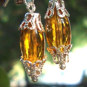 Earrings Honey drops eco friendly sterling silver earwires about 5/8 before hook, or 1.2 from top Warm Neutral November topaz color image 1