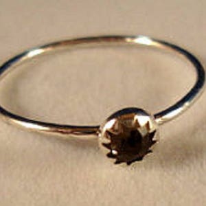 Ring A Little Smoke in sterling silver ring custom made in your size November birthstone Smokey Quartz rose cut 4mm image 1