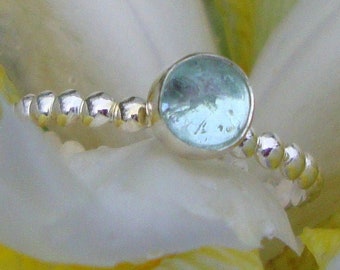 Aquamarine ring - Oasis natural blue aqua in eco friendly sterling silver  - custom made in your size  MARCH birthstone