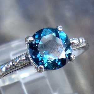 Lighter London Blue Topaz 2 ct ring in sterling silver Fair Trade, eco friendly December Engagement ring SIZE 6.5 READY to Mail 1-2 days image 1