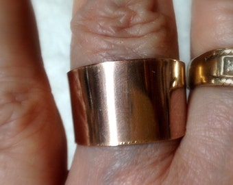 WIDE Rose Gold ring Simple Sexy Unisex adjustable  14k rose gold filled - made in USA by me -about 1/2" 12mm wide tapers to 9mm