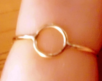 Ring Skinny Minimal 14k/20 Yellow gold filled eco-friendly Wish Ring thread thin delicate 6mm circle - US sizes 3 to 7 - READY to Mail 1 day