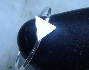 Ring tiny 5mm triangle shield stacking - solid sterling silver  from Eco friendly source - Custom made your size ~ Arrow Delta, LGBT, change