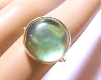 Anel de Ametista Verde em prata de lei maciça - tamanho personalizado. Comércio justo, ecológico, feito nos EUA por mim - Prasiolita Caribbean Ice transparente de 14 mm.