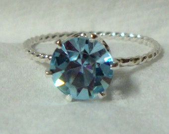 Alexandrite ring - color change blue to pink 6 -7.5mm zandrite eco-friendly  sterling silver, simulated lab stone - Custom Made in your Size