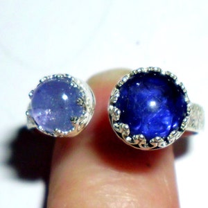 Ring Tanzanite & Iolite open top crown set in ethical solid .925 sterling silver Custom made in USA by me Genuine Natural  purple blue