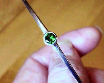 Bangle bracelet Birthstone, solid ethical recycled .925 sterling silver 2mm  any birthstone 4-5mm red yellow blue green all