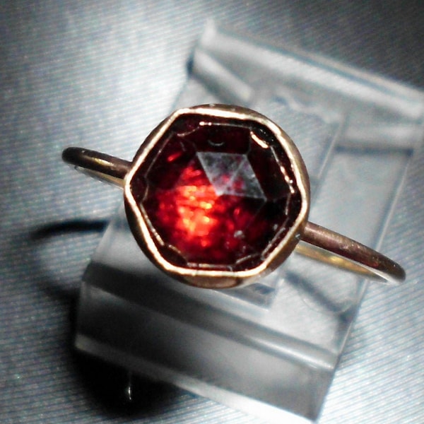 RED Garnet Ring -Rose cut 6mm Hexagonally set in 14k yellow gold filled eco-friendly, Ethical  -Custom Made in USA by me -Hex Hexagon 19g