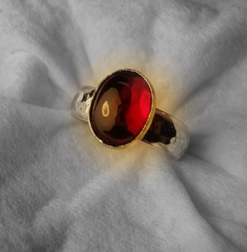 Fair Trade eco friendly lab ruby Red Ruby Ring .925 sterling silver READY to MAIL Size 5.25 corundum Sale
