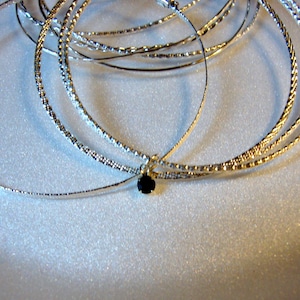 Bangle bracelets interlocking faceted- ethical .925 sterling silver Custom Made with Celtic knot/Birthstone dangle SET of 3 married forever