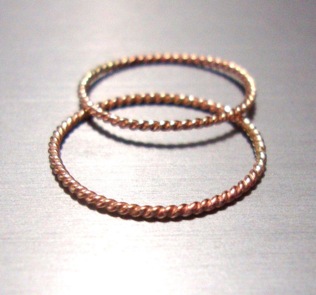 Ring - One Twisted Thread Thin Little 10k Yellow, or Rose Gold Band ...
