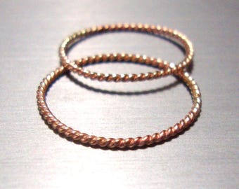 Ring - One Twisted Thread Thin little 10k yellow, or rose gold band - Midi, band, spacer, stacker, wedding - recycled solid gold SALE