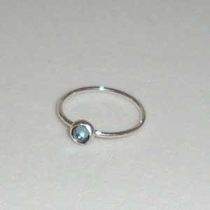 Clear Blue Natural Apatite Ring in eco friendly sterling silver Stack or solitaire custom made in your size image 1