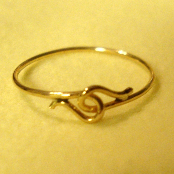 Ring Skinny Minimal Yellow gold filled eco-friendly thread thin -Slightly Adjustable Loops holding hands - US sizes 4 to 8 READY to Mail BLM