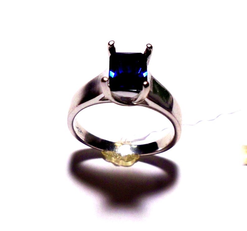 Men's Ring in Sterling Silver + Blue Sapphire + Strong ring - unisex- handmade by me USA Custom Sized - Loyalty, Love, Communication focus image 3