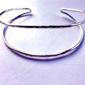 Double Cuff Bracelet Minimal Sterling Everyday -Comfortable 1/2 - 1" wide, hammered, solid 925 silver -Custom made your size open split cuff