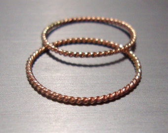 Ring - One Twisted Thread Thin little 10k yellow, or rose gold band - Midi, band, spacer, stacker, wedding - recycled solid gold SALE