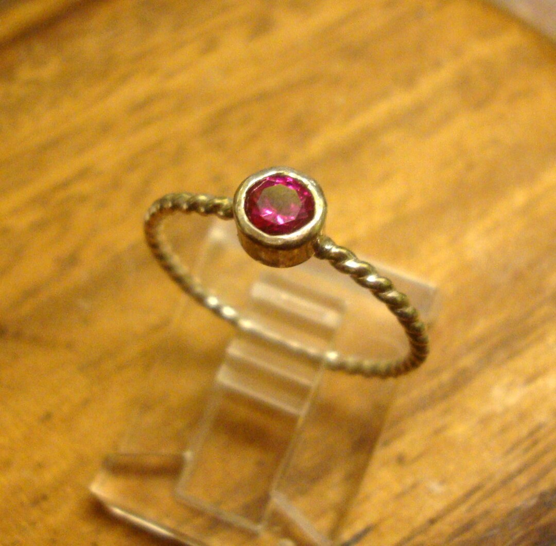 Ruby Ring in Solid Gold, Silver or Gold Filled, 4mm Lab Ruby , Tube ...