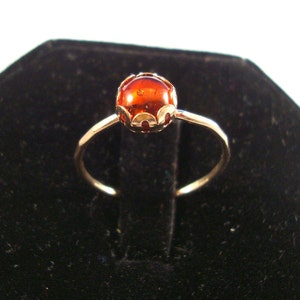 Baltic Amber Ring 6mm-  recycled 14k gold filled band  and scalloped sterling setting  Custom made in USA by me
