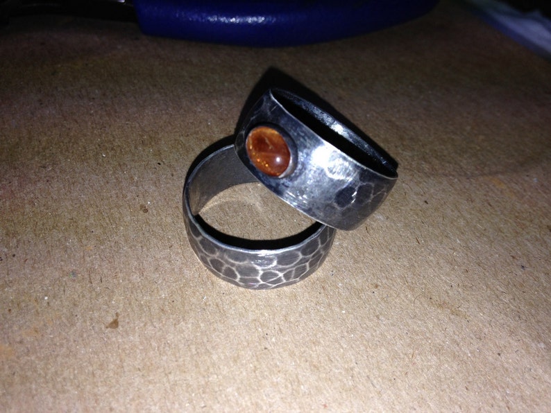 Sunstone shiller ring 8x6 on 11mm wide hammered ring Custom made in USA by me adjustable or solid sized eco friendly 925 sterling silver image 4